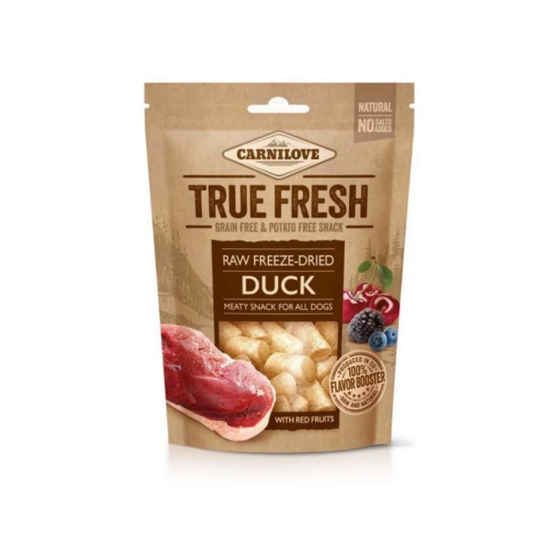 carnilove raw freeze dried duck red fruiits 40g