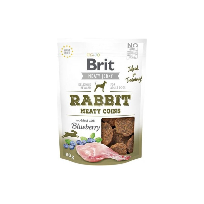 Brit meat jerky rabbit coins 80g