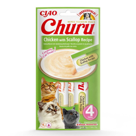 Inaba cat churu chicken with scallop recipe 4x14g (56g)