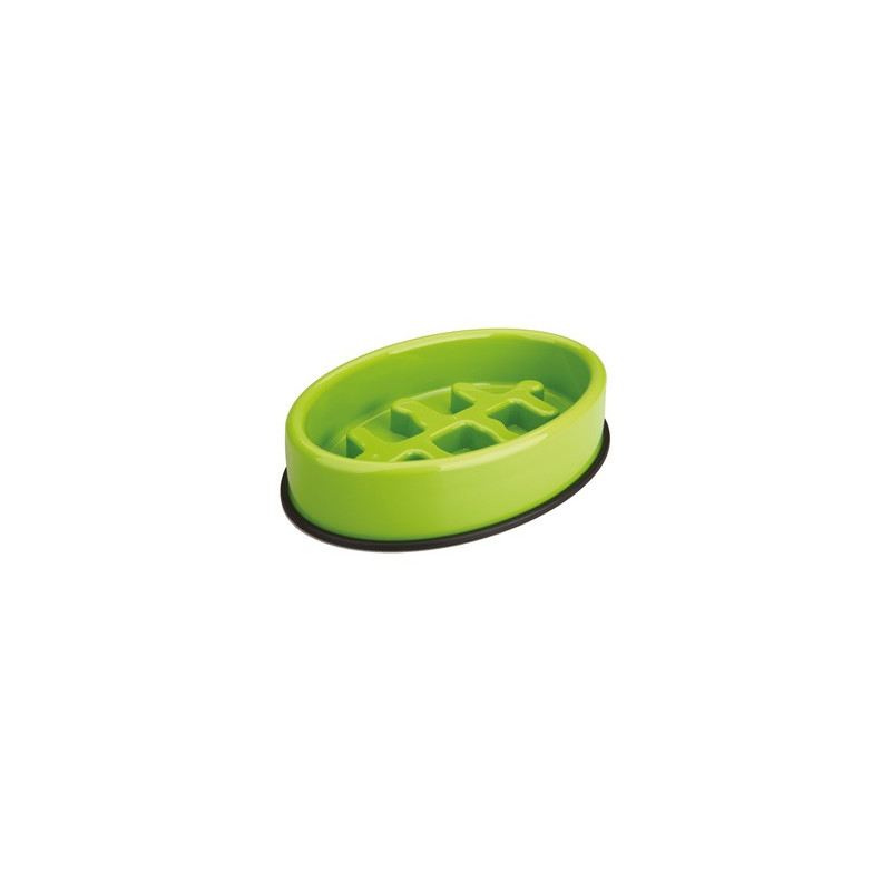 M-pets Fishbone Slow Feed Oval Bowl 27,5x19,7x6 cm zielona