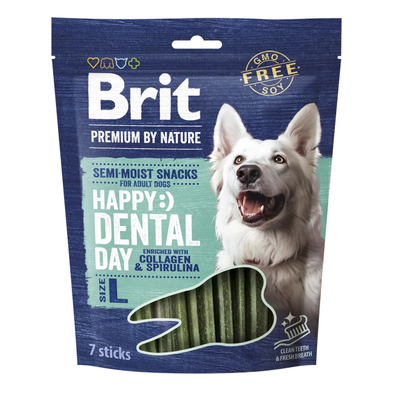 Brit Premium Dog Happy Snacks Dental Stick with Collagen & Spirulina L 250g