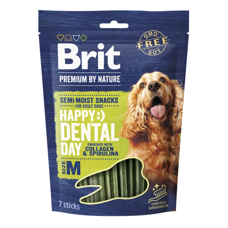 Brit Premium Dog Happy Snacks Dental Stick with Collagen & Spirulina M 180g