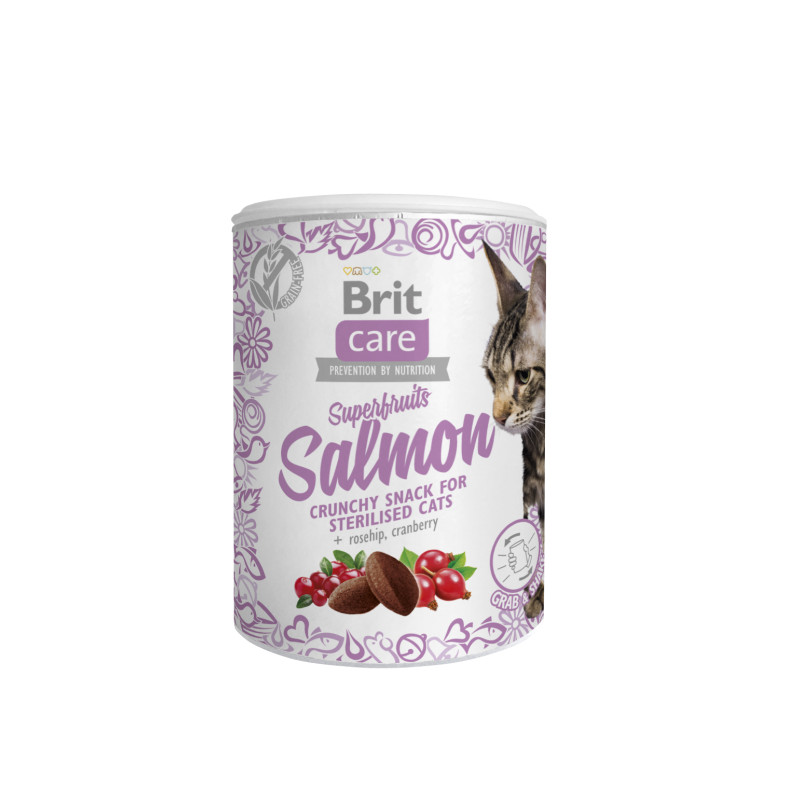 Brit Care Cat Snack Superfruits, łosoś, żurawina i dzika róża 100g