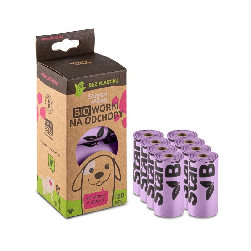 Starchbag woreczki na odchody 8-pak 120szt liliowe