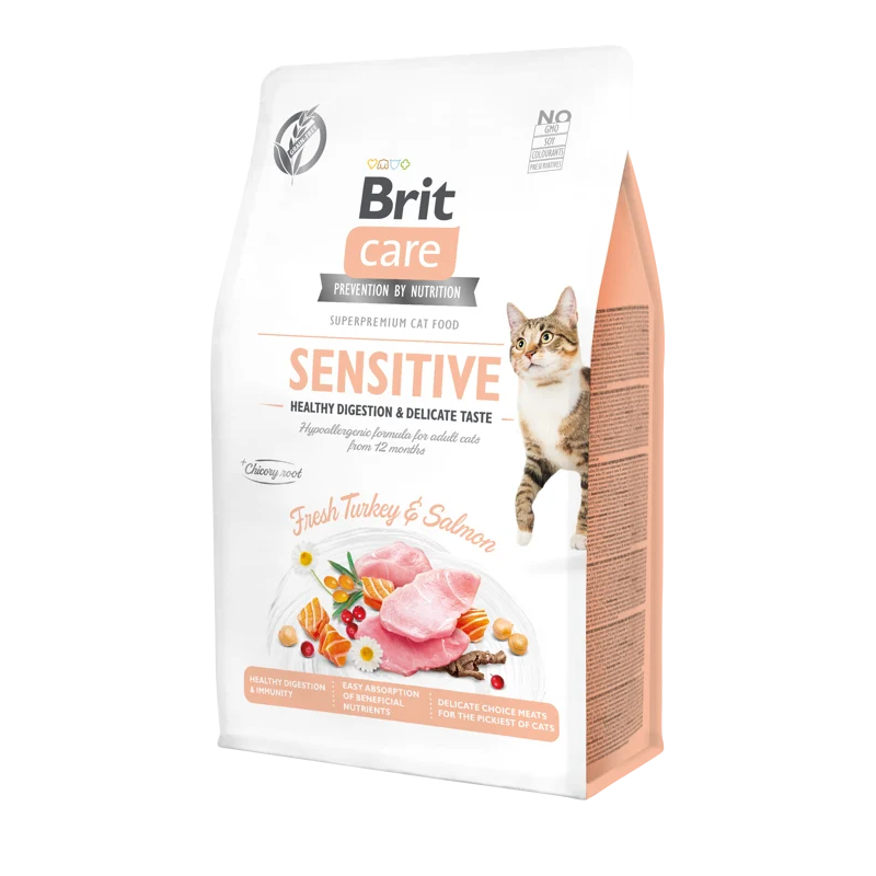 Brit Care Cat Adult Sensitive Healthy Digestion & Delicate Taste Fresh Turkey & Salmon 400g