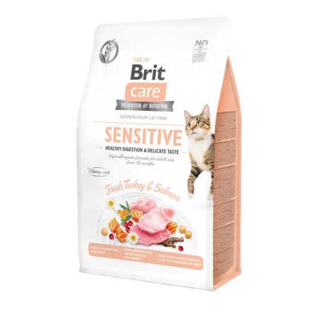 Brit Care Cat Adult Sensitive Healthy Digestion & Delicate Taste Fresh Turkey & Salmon 400g