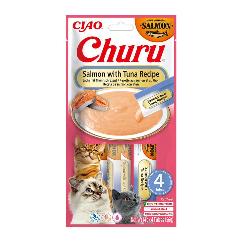 Inaba Cat Churu Salmon with Tuna Recipe 4x14g