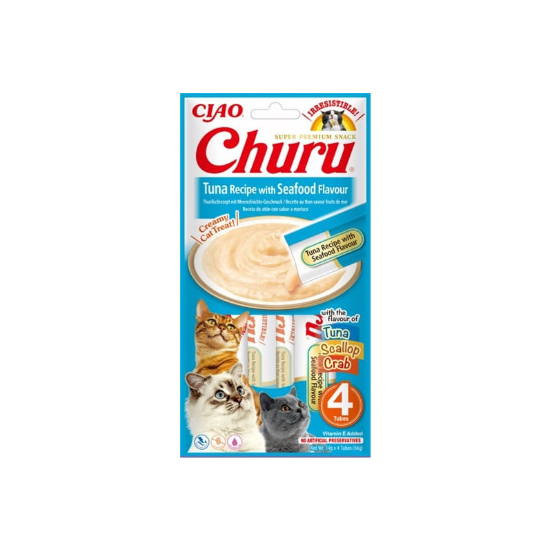Inaba cat Churu Creamy Tuna with seafood 4x14g