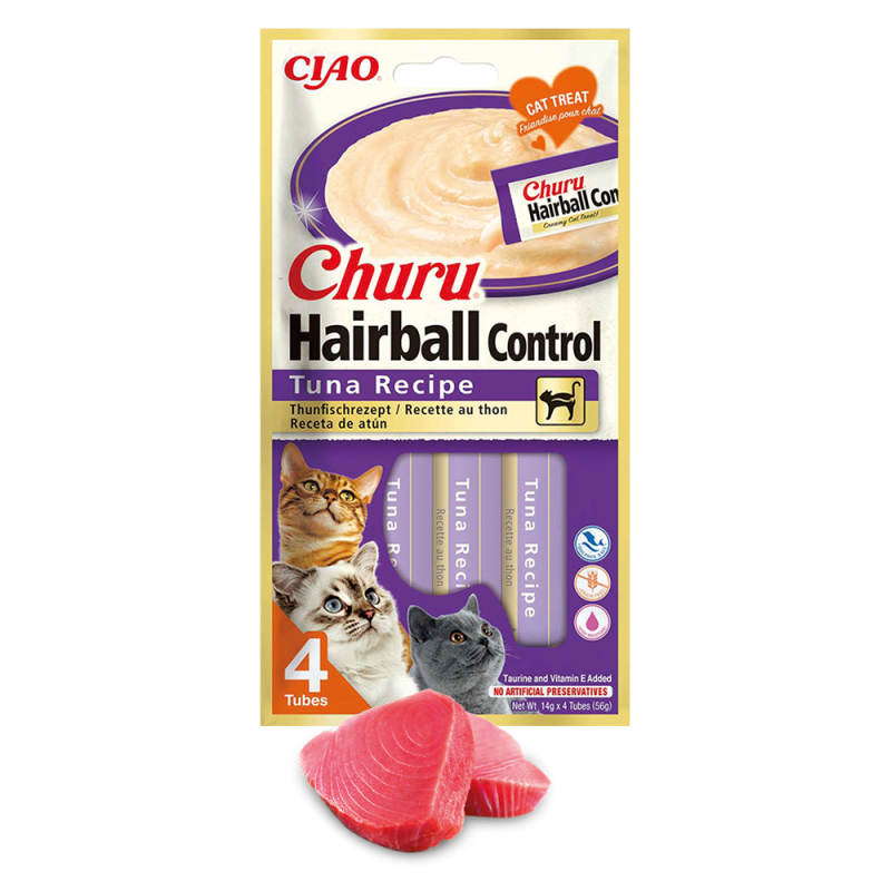Inaba Cat Churu Hairball Tuna 4x14g