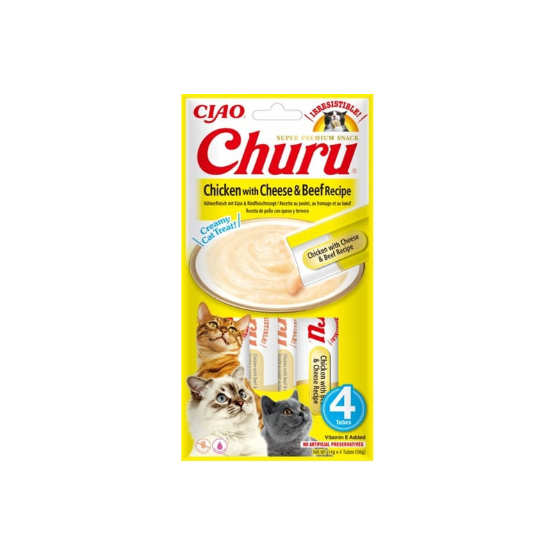 Inaba cat Churu Creamy chicken with cheese beef 4x14g