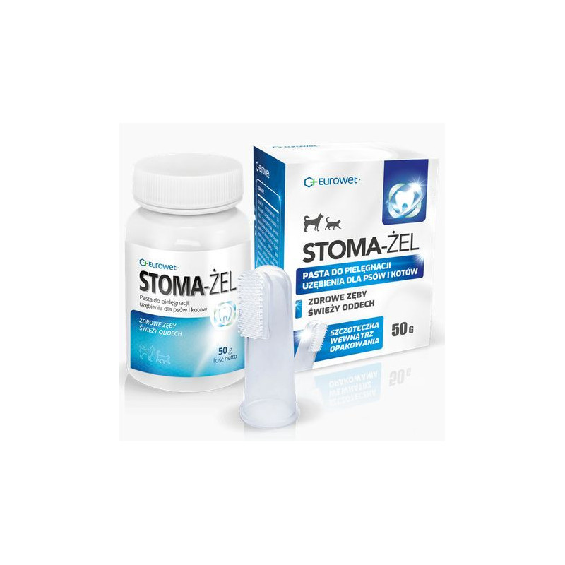 Eurowet Stoma-Żel 50g Zestaw: Pasta + Szczoteczka dla Psa i Kota
