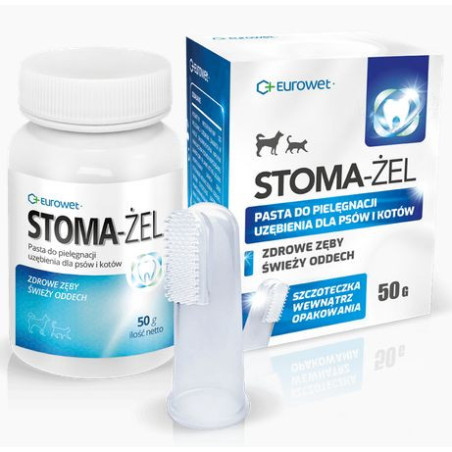 Eurowet Stoma-Żel 50g Zestaw: Pasta + Szczoteczka dla Psa i Kota